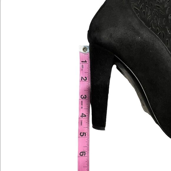 Diane Von Furstenberg Black Lasercut Angel High Heel Peep Toe Ankle Booties - Picture 8 of 13